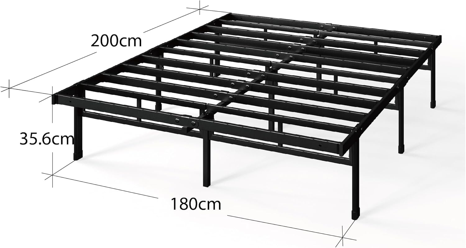 Zinus - Justin - 180x200 cm - lit métal 36cm haut, rangement dessous