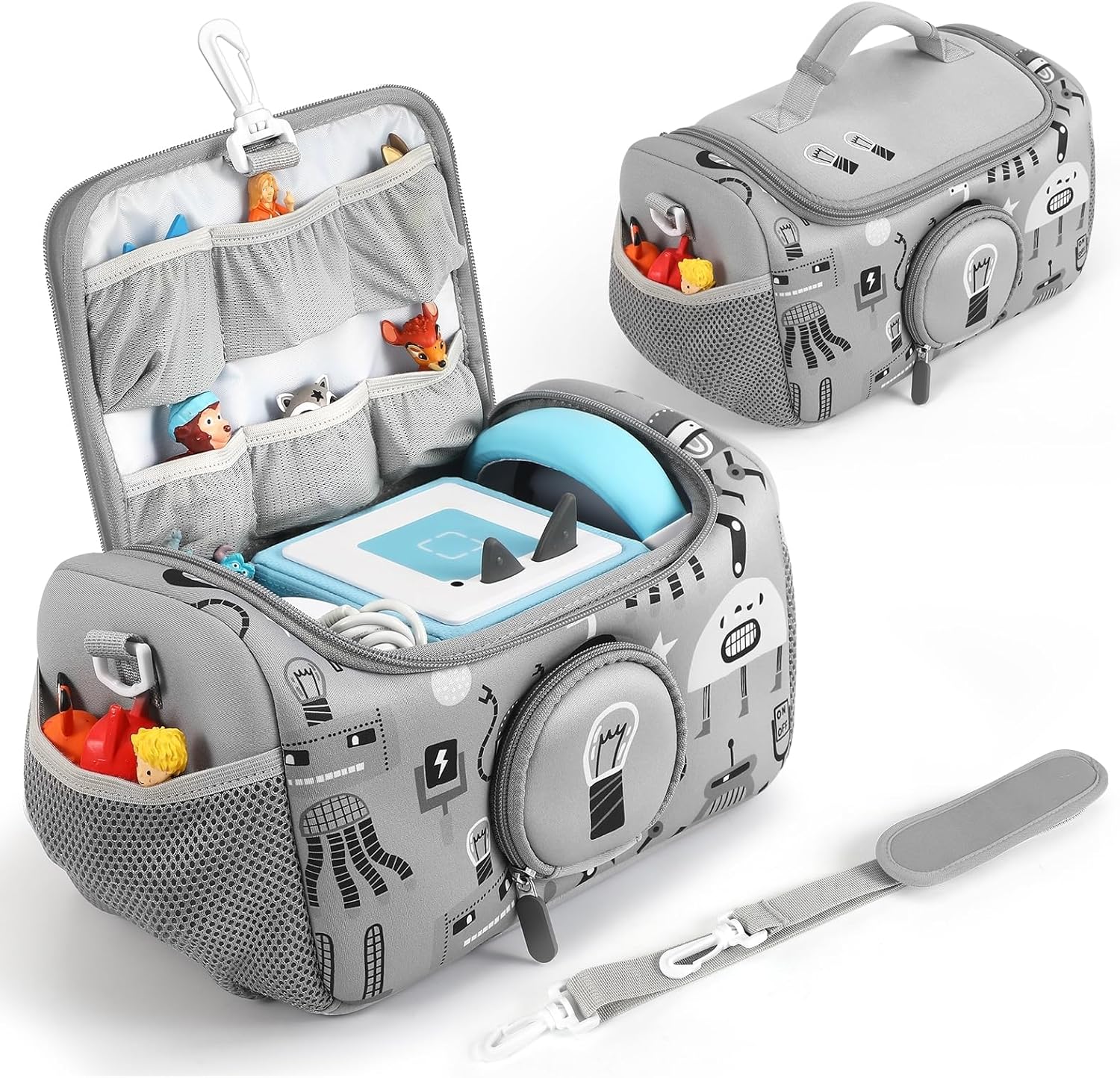 Étui de transport - kit Toniebox 1&2 - gris - range figurines et accessoires