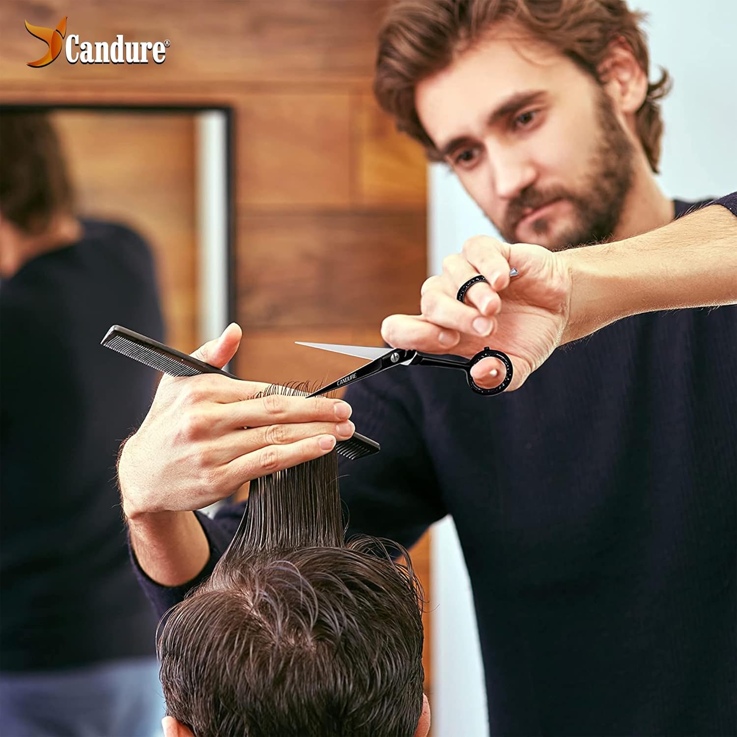 Candure - ciseaux professionnels noirs 6,5
