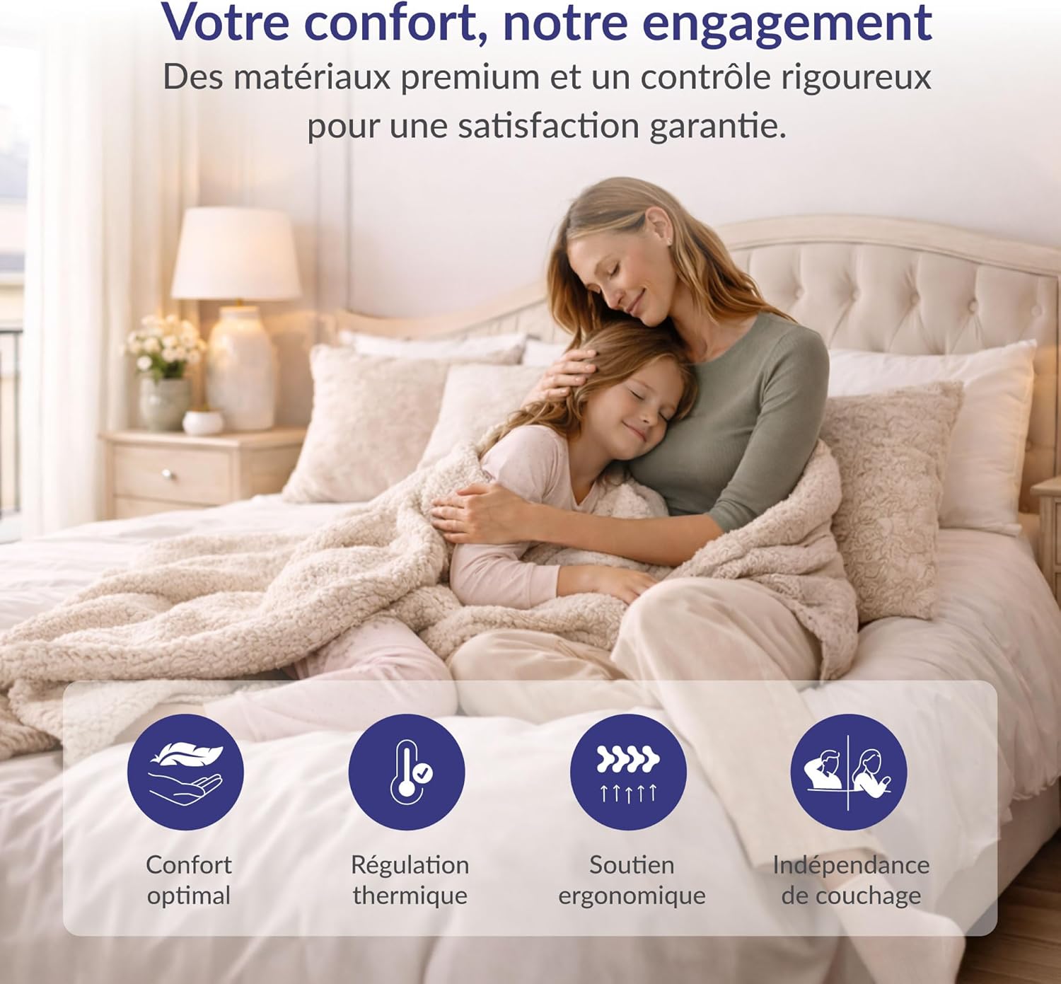 Matelas PerfectSleep - 140x190 cm - Mousse mémoire, 21 cm, 7 zones, réversible