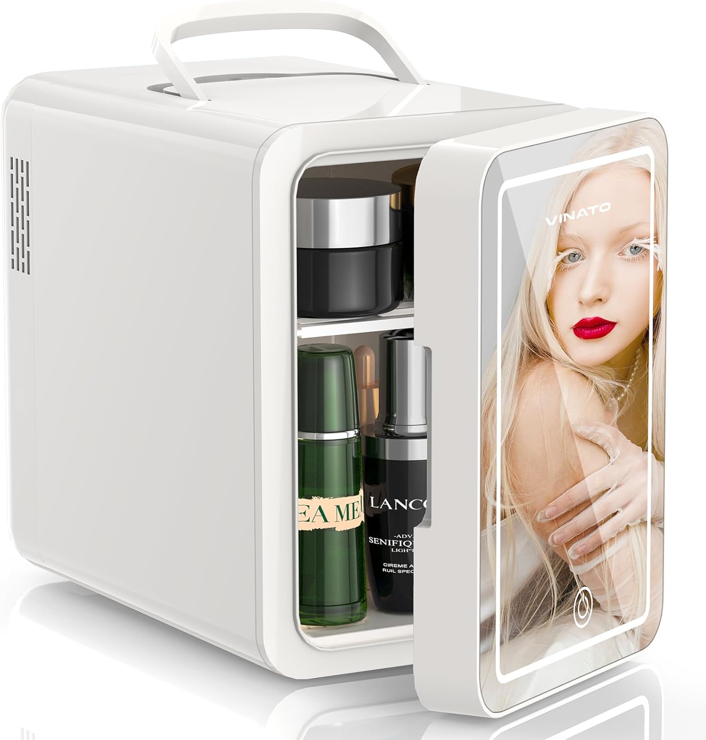 VINATO - Mini Frigo 6L - miroir LED - froid/chauffe - portable chambre