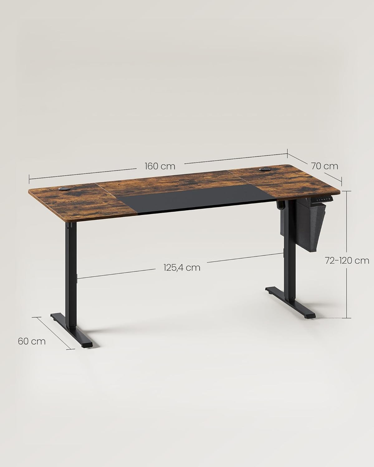 SONGMICS - bureau électrique réglable - 160x70 cm - 4 hauteurs mémoire - LSD026X01
