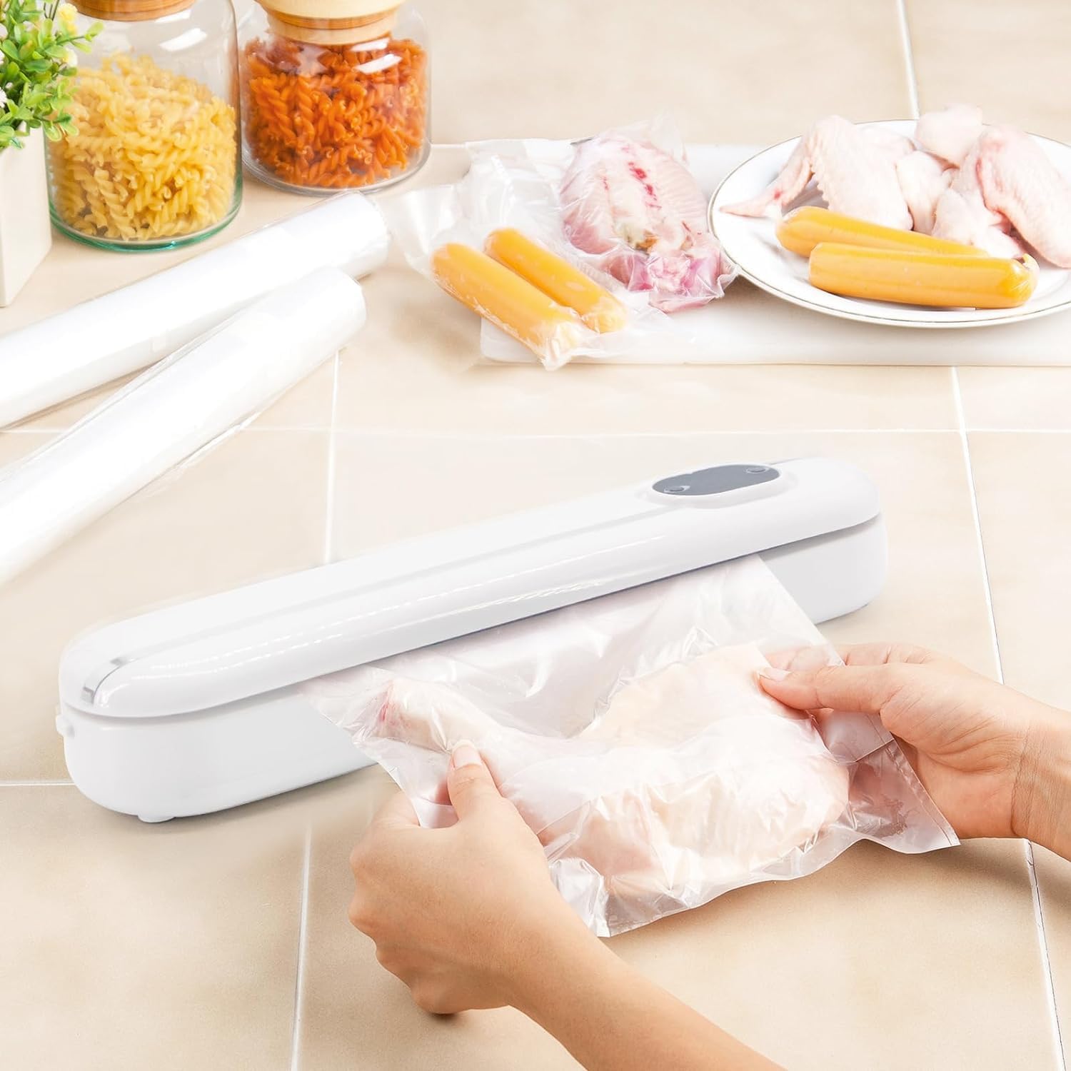 Machine sous vide alimentaire 5 en 1, 100 sacs inclus, mode sec/humide