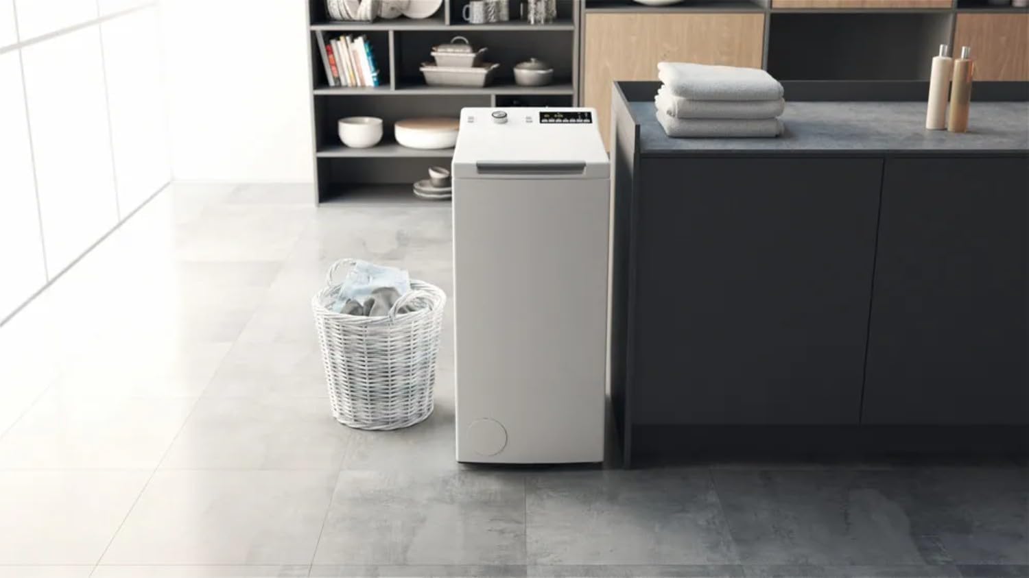 Hotpoint - lave-linge top 6,5 kg, 1200 tr/min, BPM - 90x40x60 cm - WMTG6524BFR/N