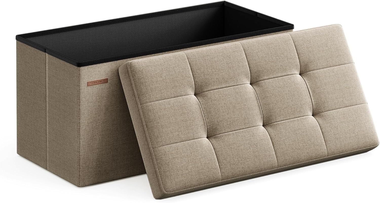 SONGMICS - Mazie Collection - banc 76cm, pliable rangement, marron, LSF047R01