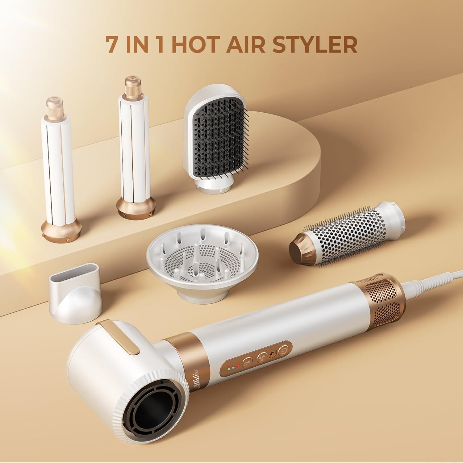 UKLISS - Sèche-cheveux 7 en 1 - 110000 tr/min, multifonction, blanc