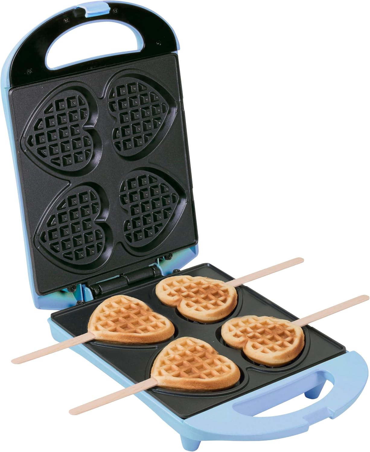 Bestron - Gaufrier rétro bleu - 700W - gaufres cœur antiadhésives
