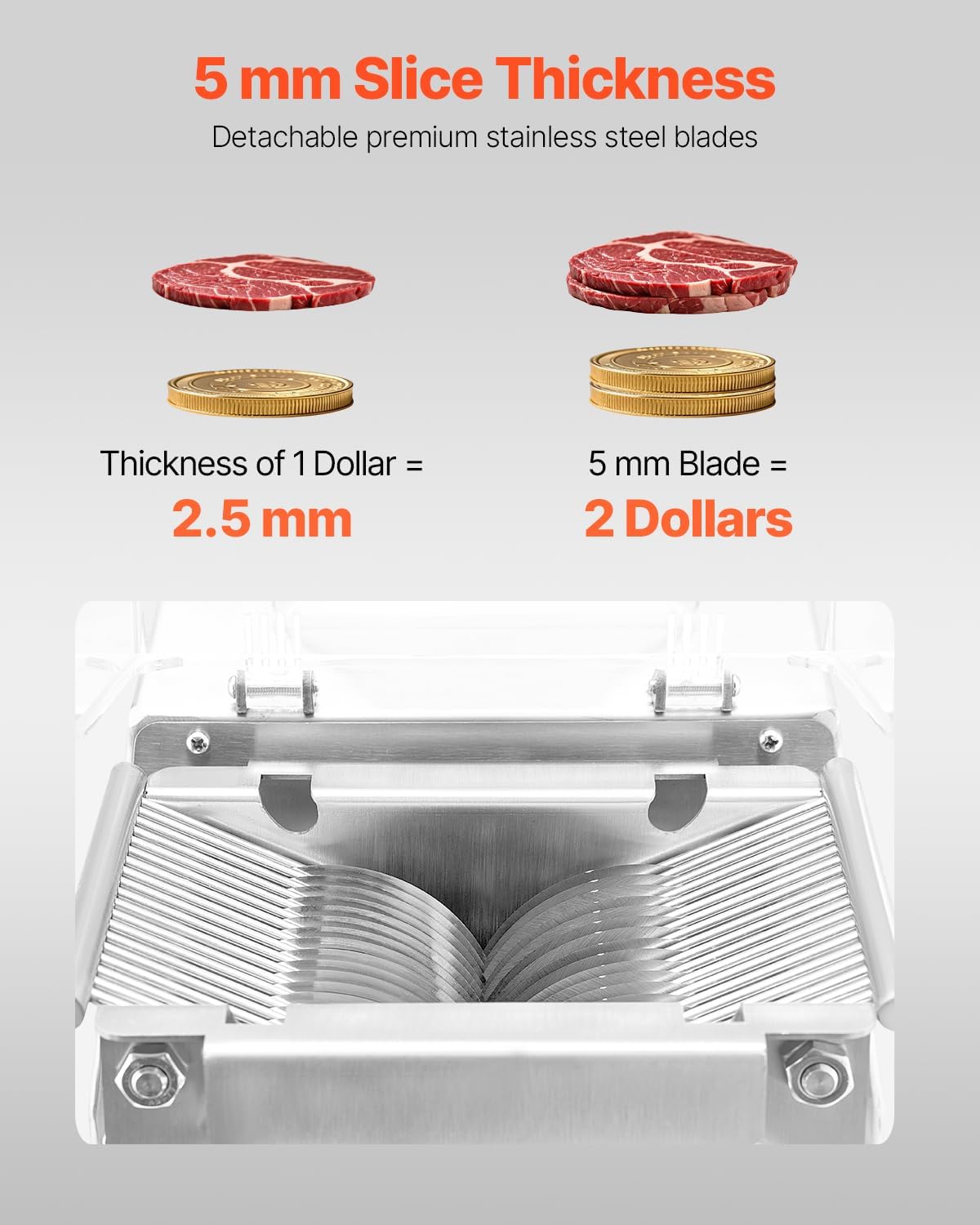 VEVOR - trancheuse commerciale 850W, 250kg/h, inox, lames 5mm