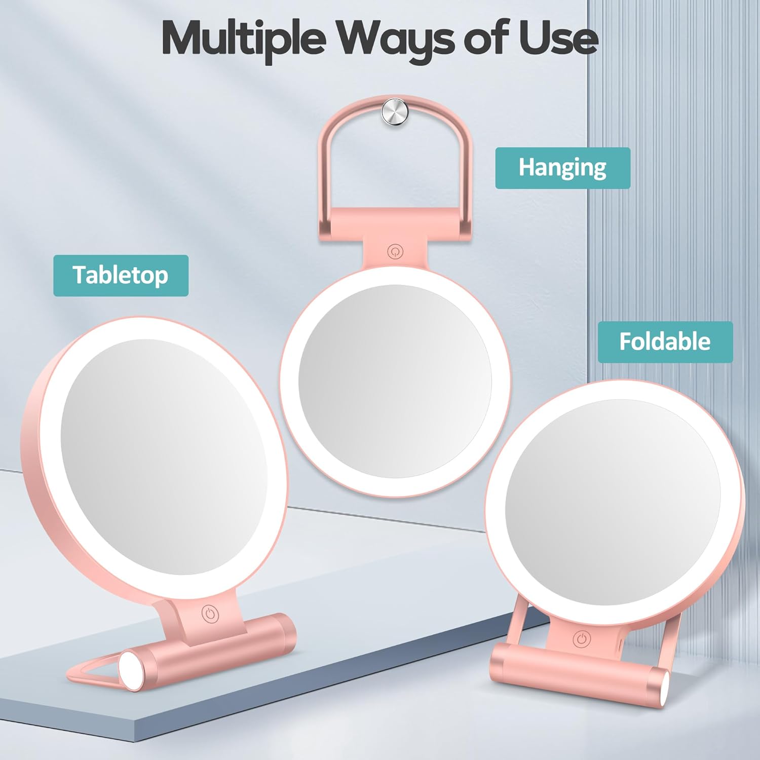 B Beauty Planet – miroir double face 1x/30x, 2000mAh, LED, réglable