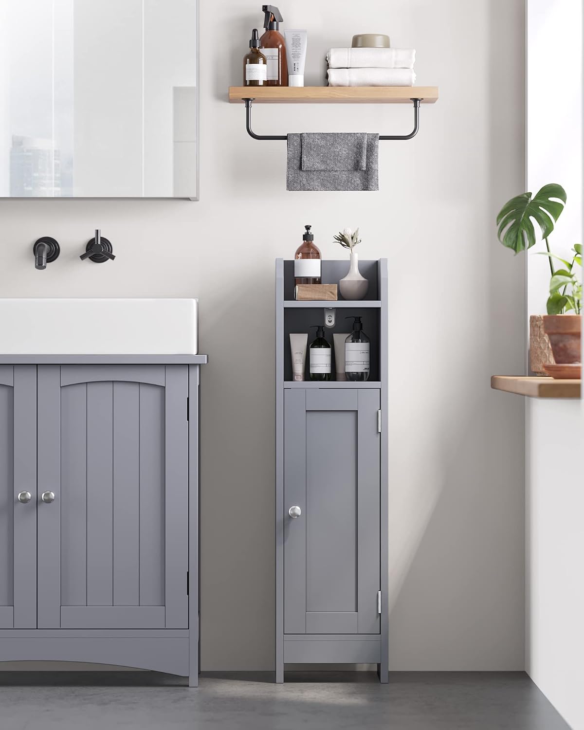 VASAGLE - armoire d’angle BBC310P36 - 20x18x80cm - étagères réglables, porte