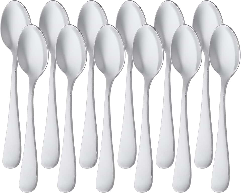 melyano Basics - cuillères à café, 13,3 cm, inox, lot de 12, bord rond