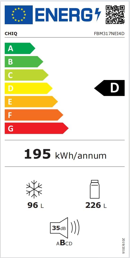 CHIQ - Réfrigérateur congélateur 322L - no frost, multi-air, tactile, 12 ans garantie