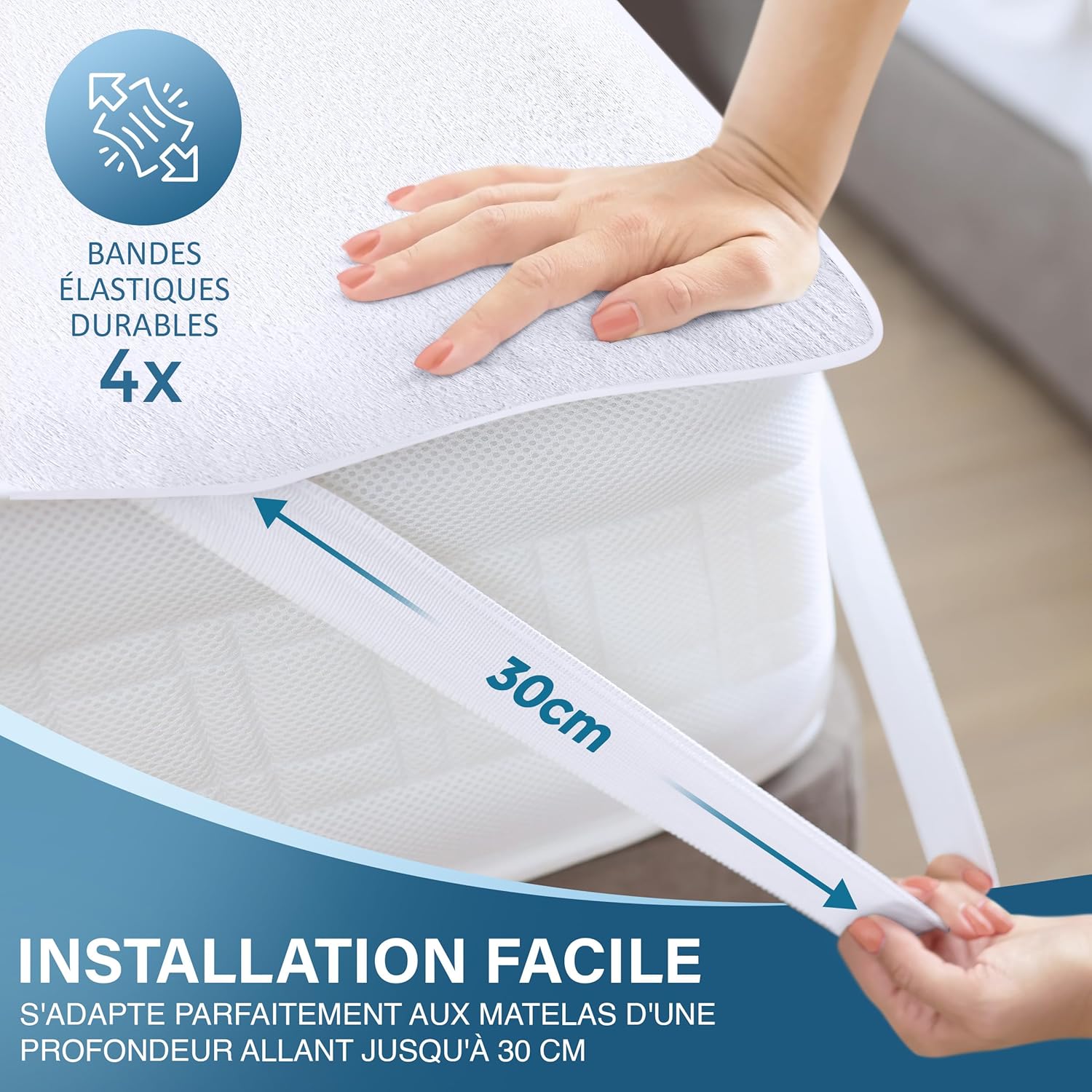 Utopia Bedding - Protège-matelas série Oeko-TEX - 150x190 cm - imperméable, 4 coins élastiques, respirant