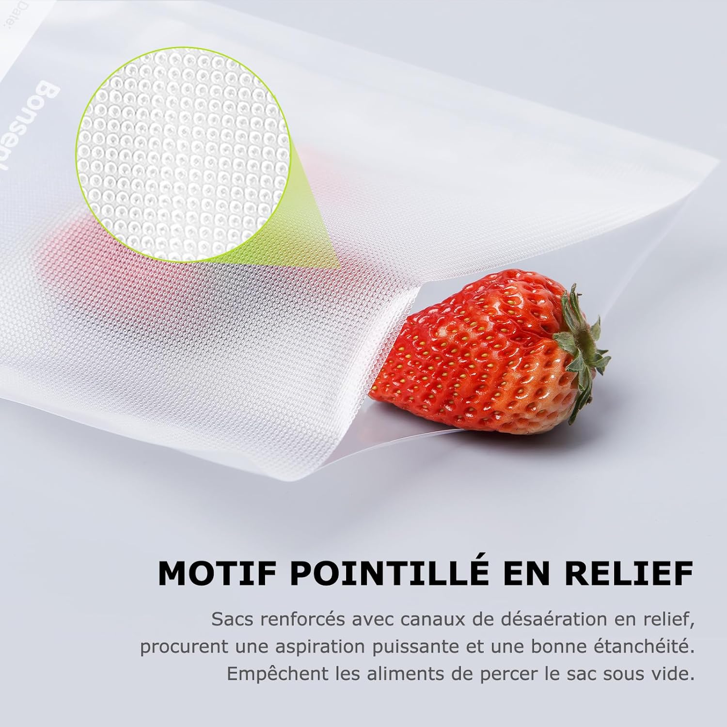 Bonsenkitchen - Sacs sous vide VB3204 - 15x25 cm - Lot 100, gaufrés, cuisson & conservation
