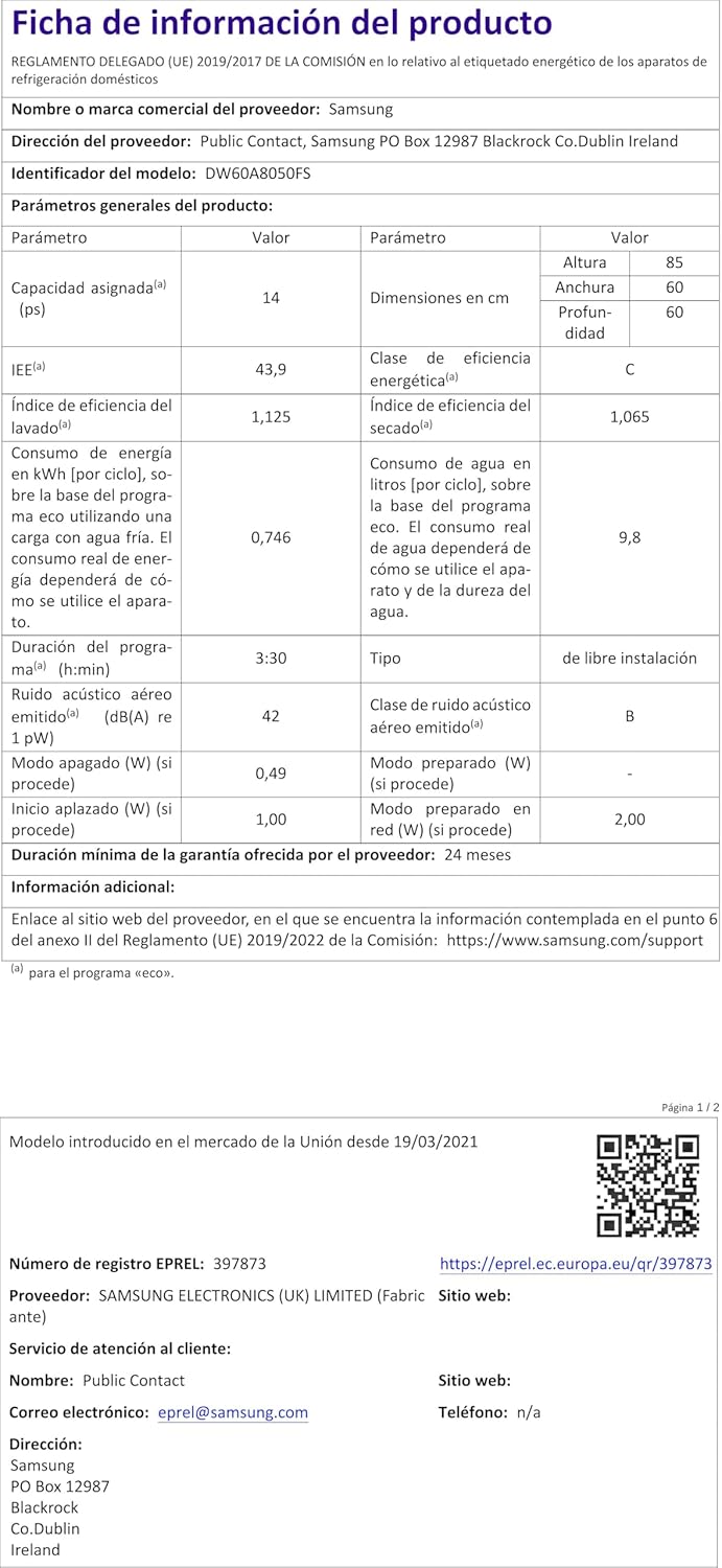 Samsung -  14 couverts Wi-Fi inox, série 8000