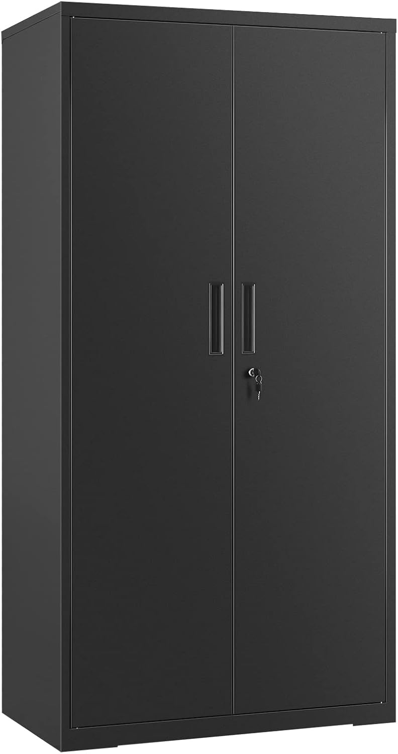 SONGMICS - meuble de rangement acier, 5 niveaux, 40x80x180cm, portes verrouillables, OMC015B01