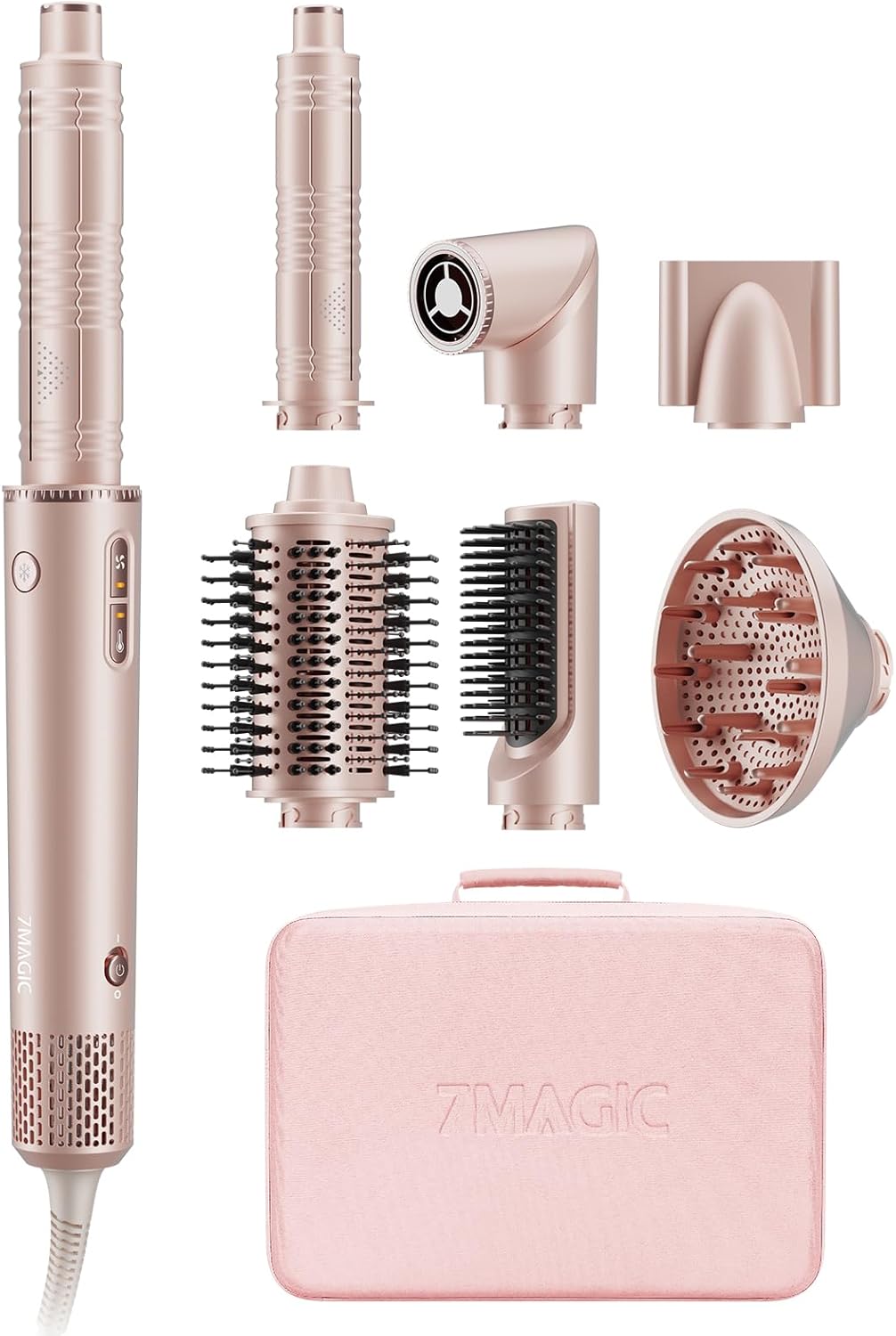 7MAGIC - Air Styler multifonction 7 en 1 - sèche, lisse, boucle, ions, avec boîte de voyage