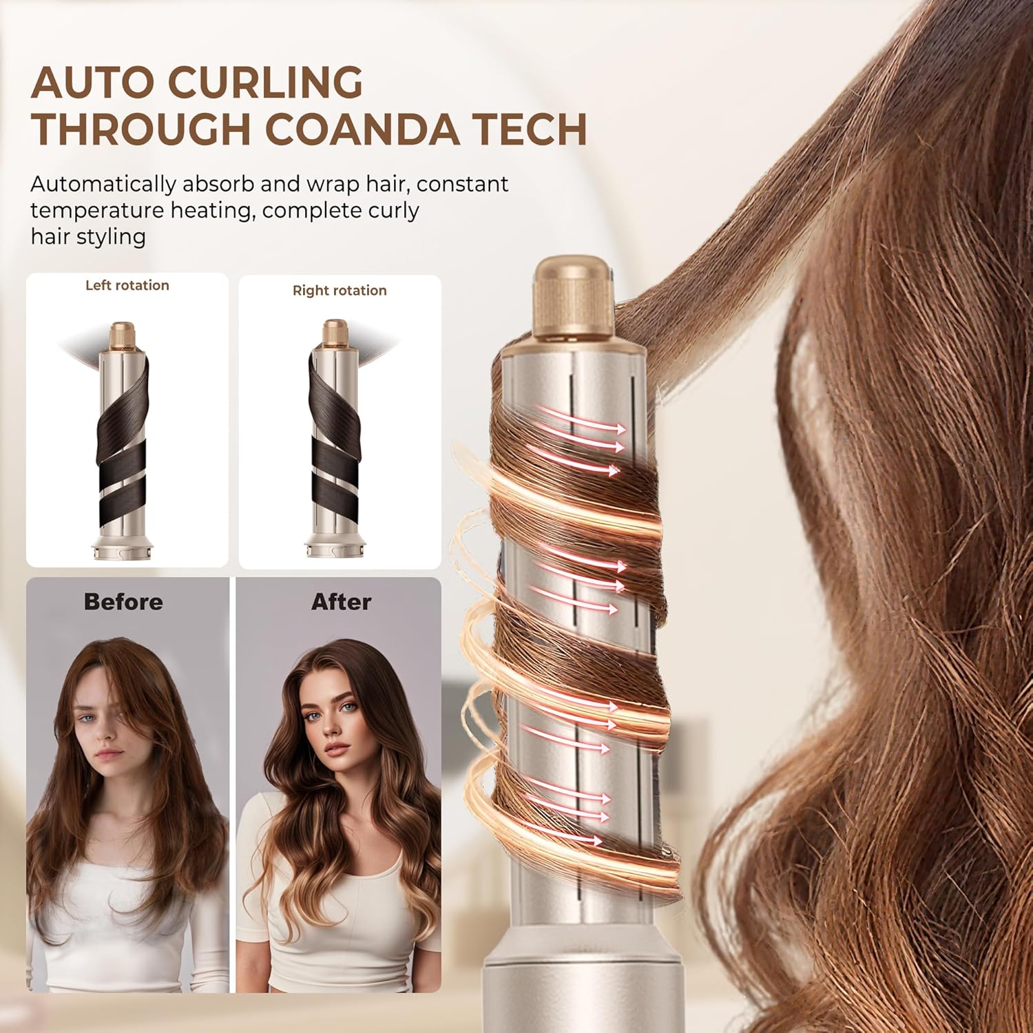 UKLISS - Pro 8 en 1 - Brosse soufflante, ionique, boucle 32mm, 110K RPM, compacte