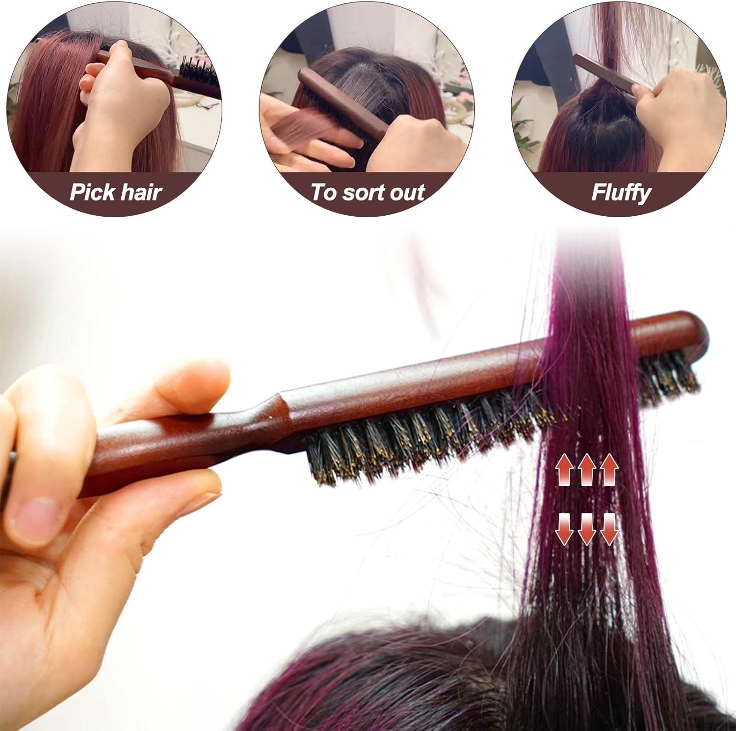 Brosse à cheveux en poils de sanglier – 22cm – pour cheveux épais, secs, ondulés