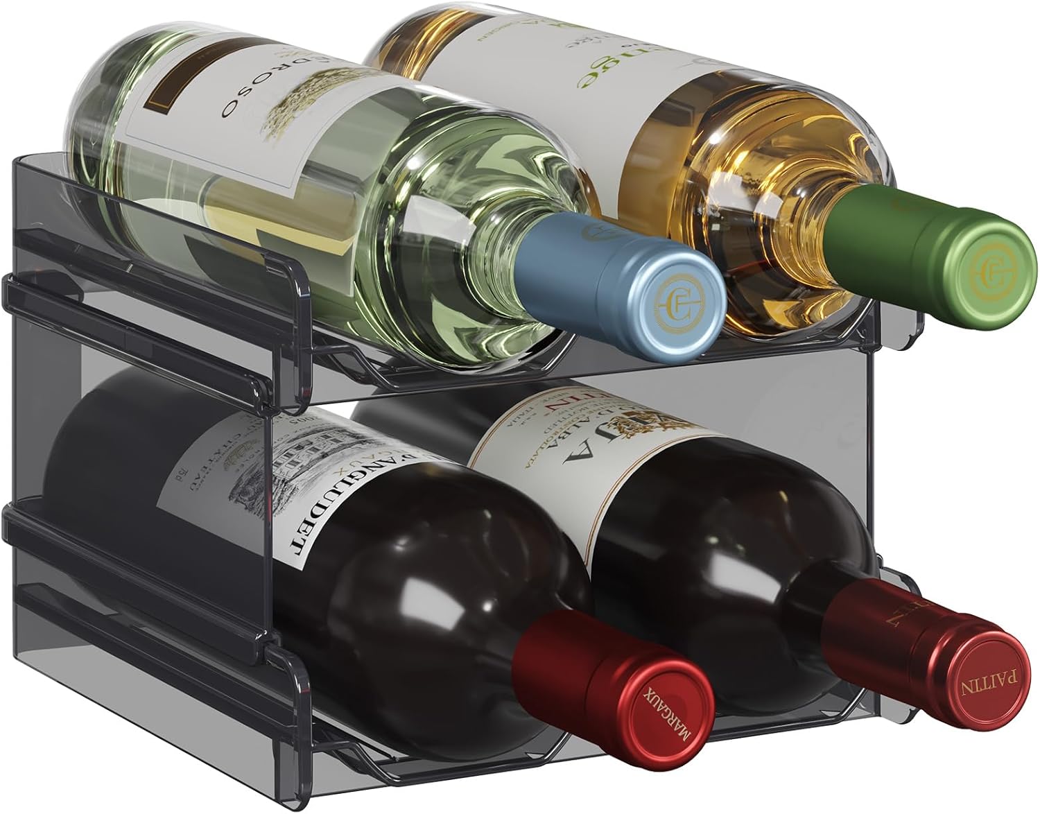 Lifewit - Casier à vin empilable - 4 bouteilles - plastique noir