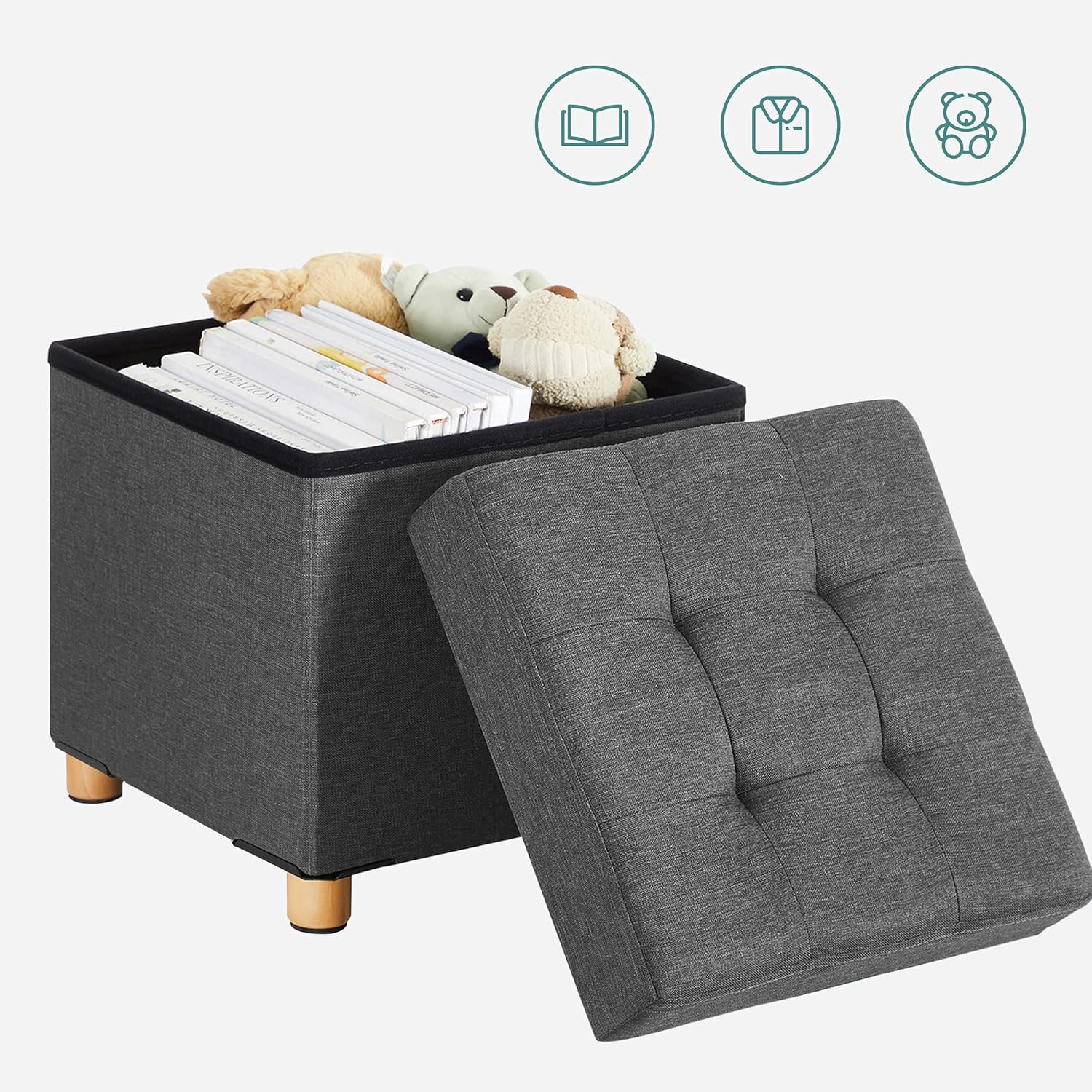SONGMICS - tabouret pliable 38x38x40cm, rangement, 300kg - LSF14GYZ