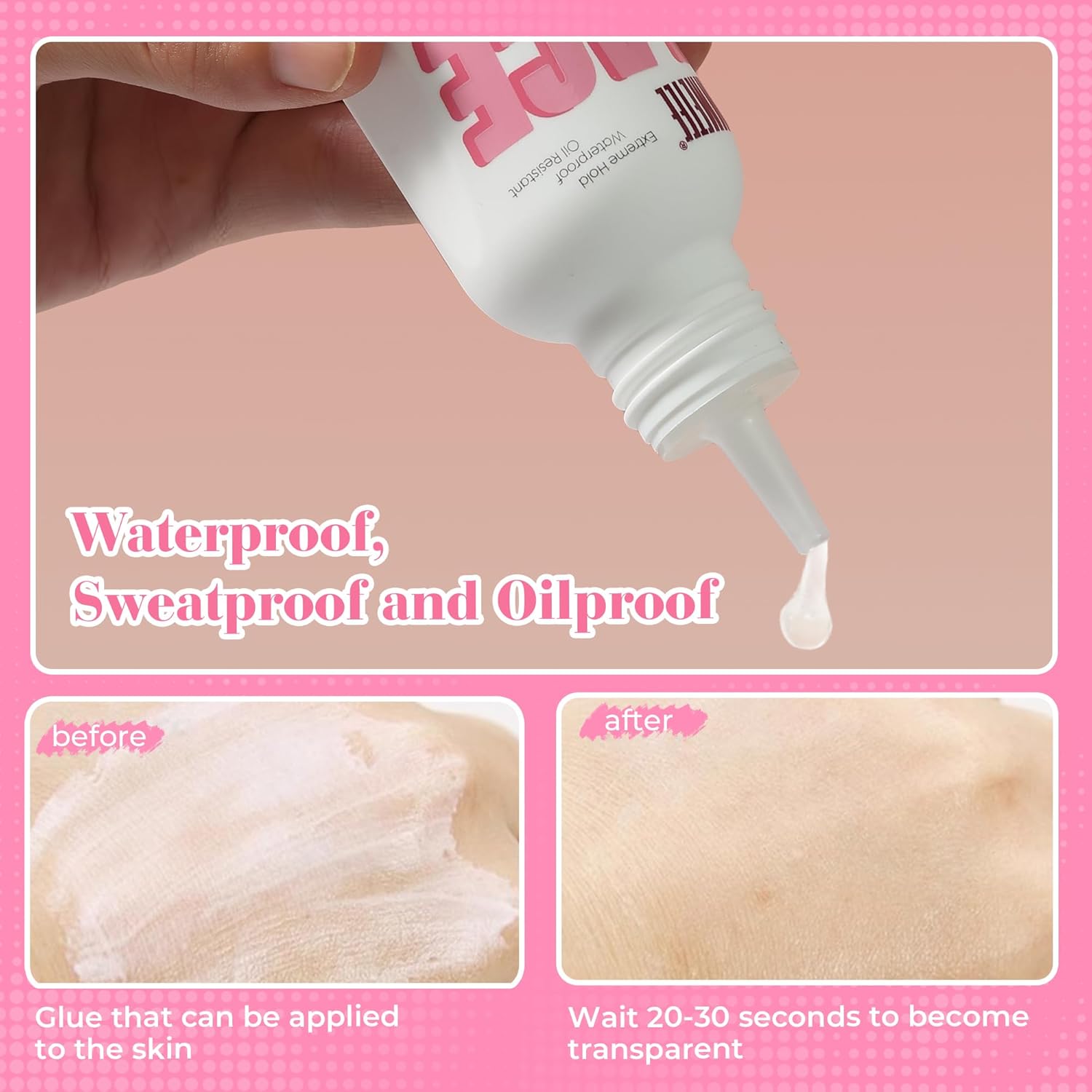 Colle à perruque - adhésif transparent forte tenue - 80g - invisible, remplacement cheveux