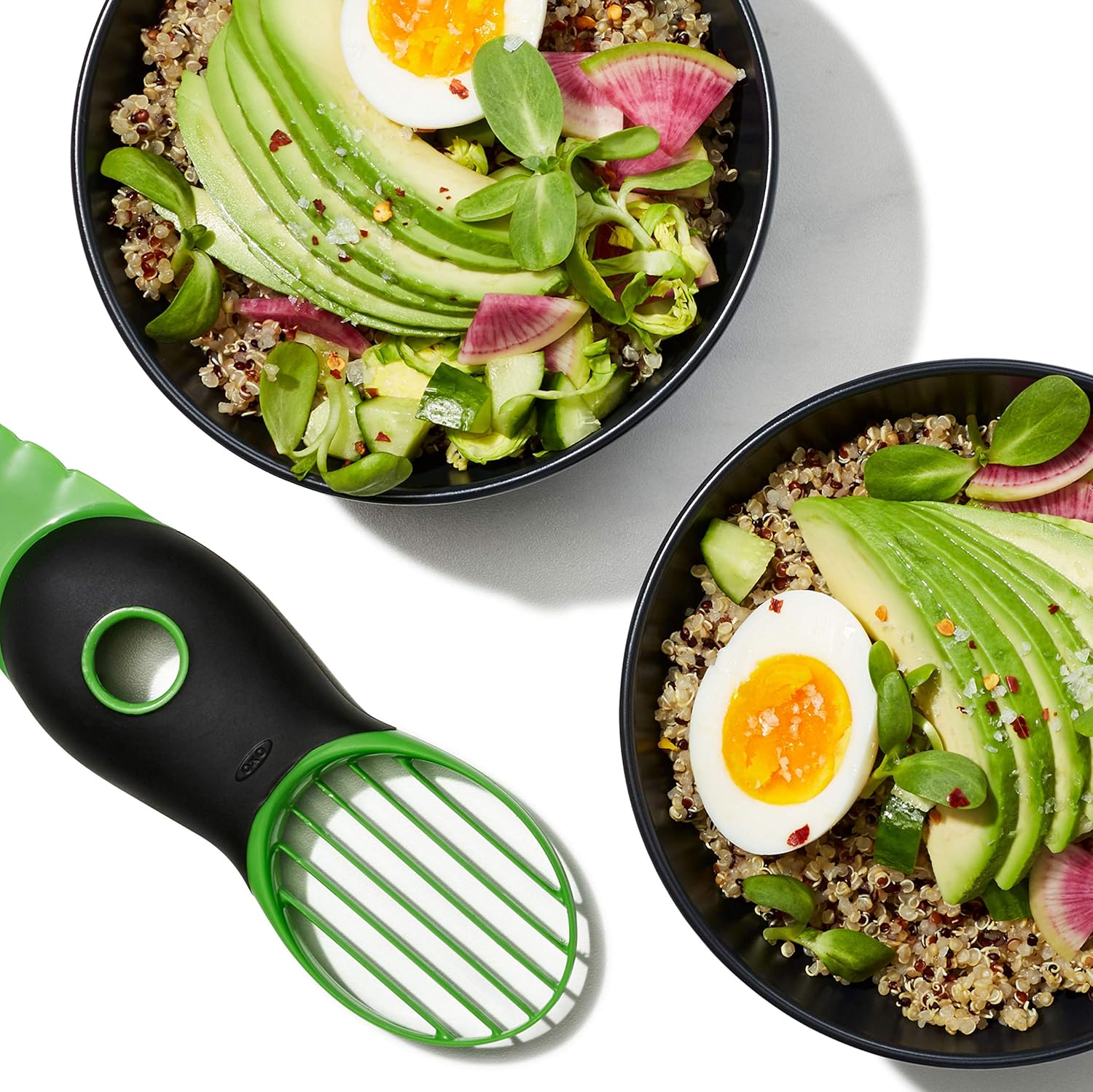 OXO - Good Grips 3 en 1 - Coupe avocat, lame dénoyauter, trancheuse