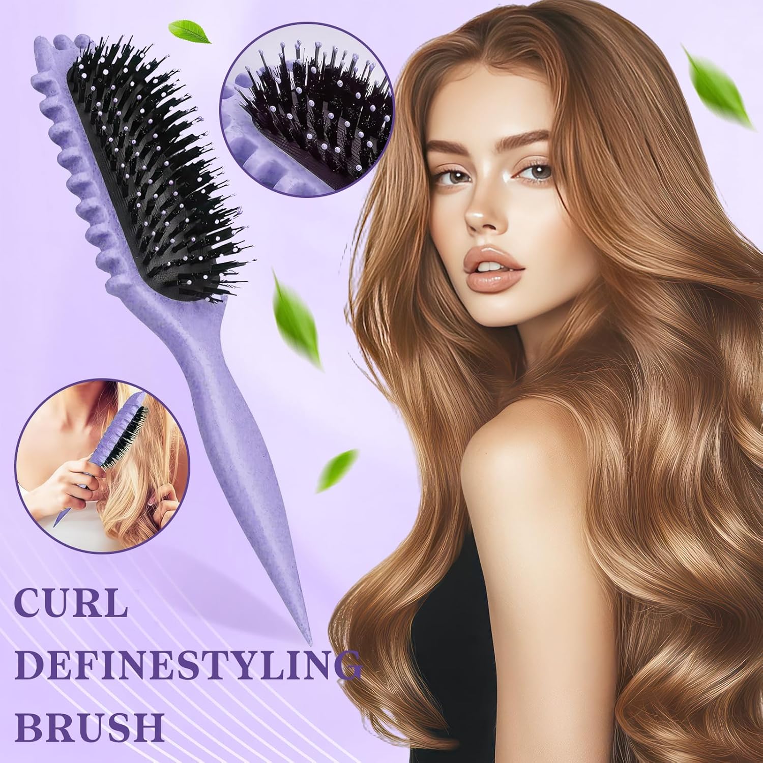 Brosse à friser - violet - design aéré, antistatique, pour boucles définies