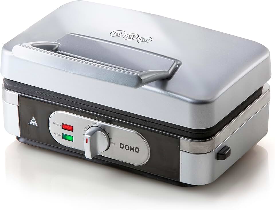 DOMO - Snackmaker 3-en-1 inox/Noir, plaques antiadhésives, DO9136C