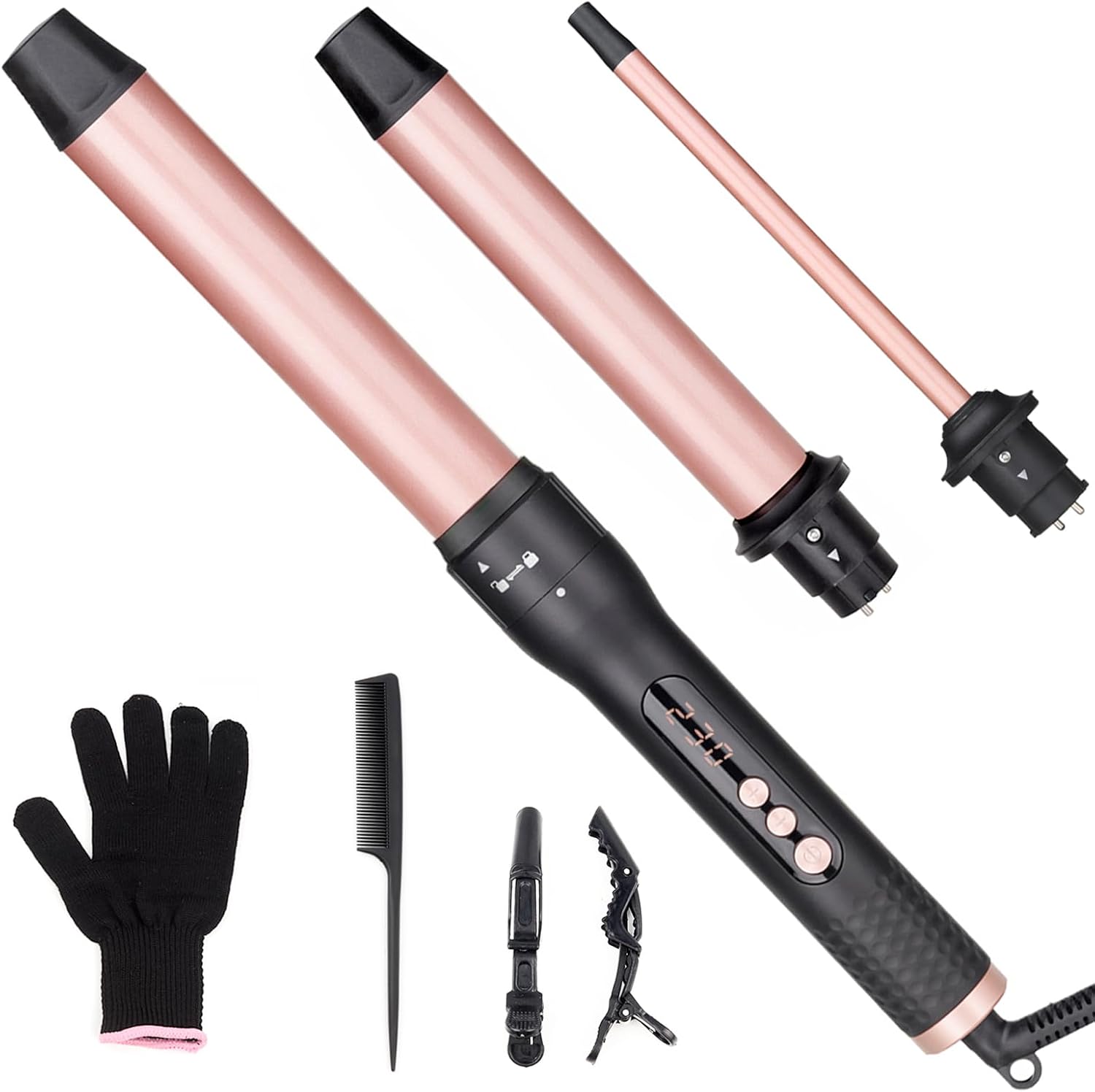 Boucleur cheveux céramique 9-32mm, écran LCD, 3 en 1, grosses vagues
