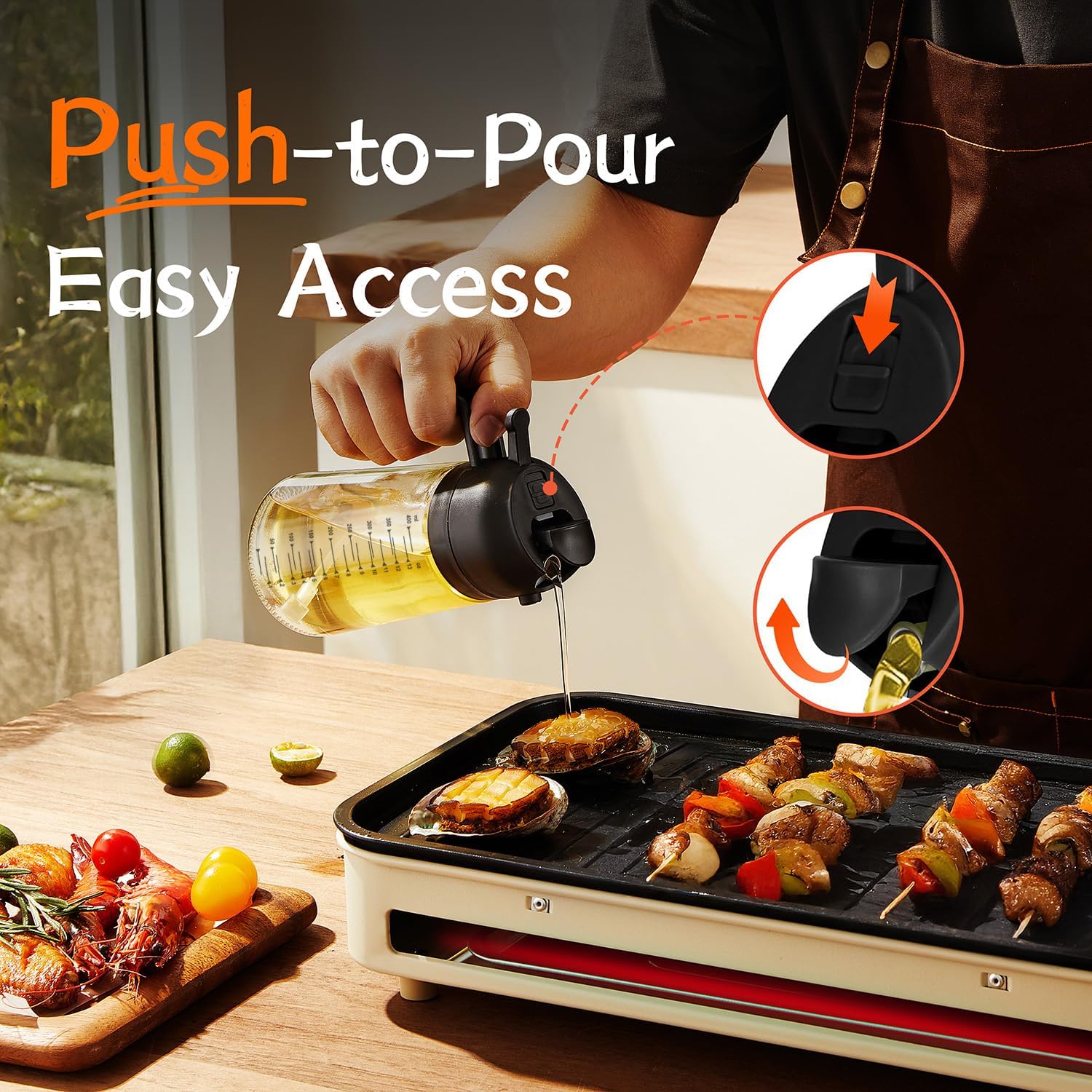 TrendPlain - spray huile cuisine 470ml - vaporisateur 2-en-1, air fryer, accessoire salade, noir