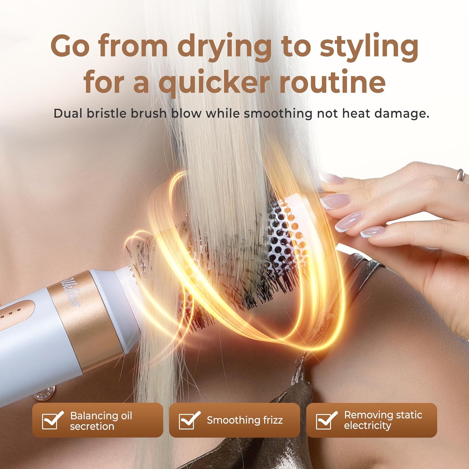 UKLISS - Sèche-cheveux 7 en 1, airbrush lissante, brushing, boucleur, accessoires styling