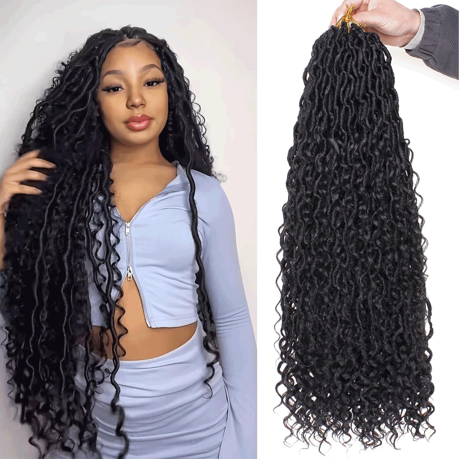 Xtrend - River Faux Locs 30’’ - 8 packs, bouclés, pré-bouclés, 1B#