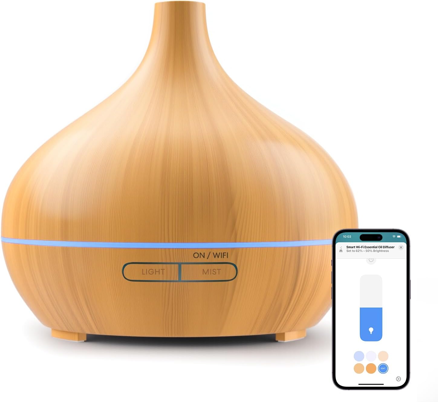 Meross - Diffuseur connecté WiFi - LED RGB, vocal, sans BPA, HomeKit