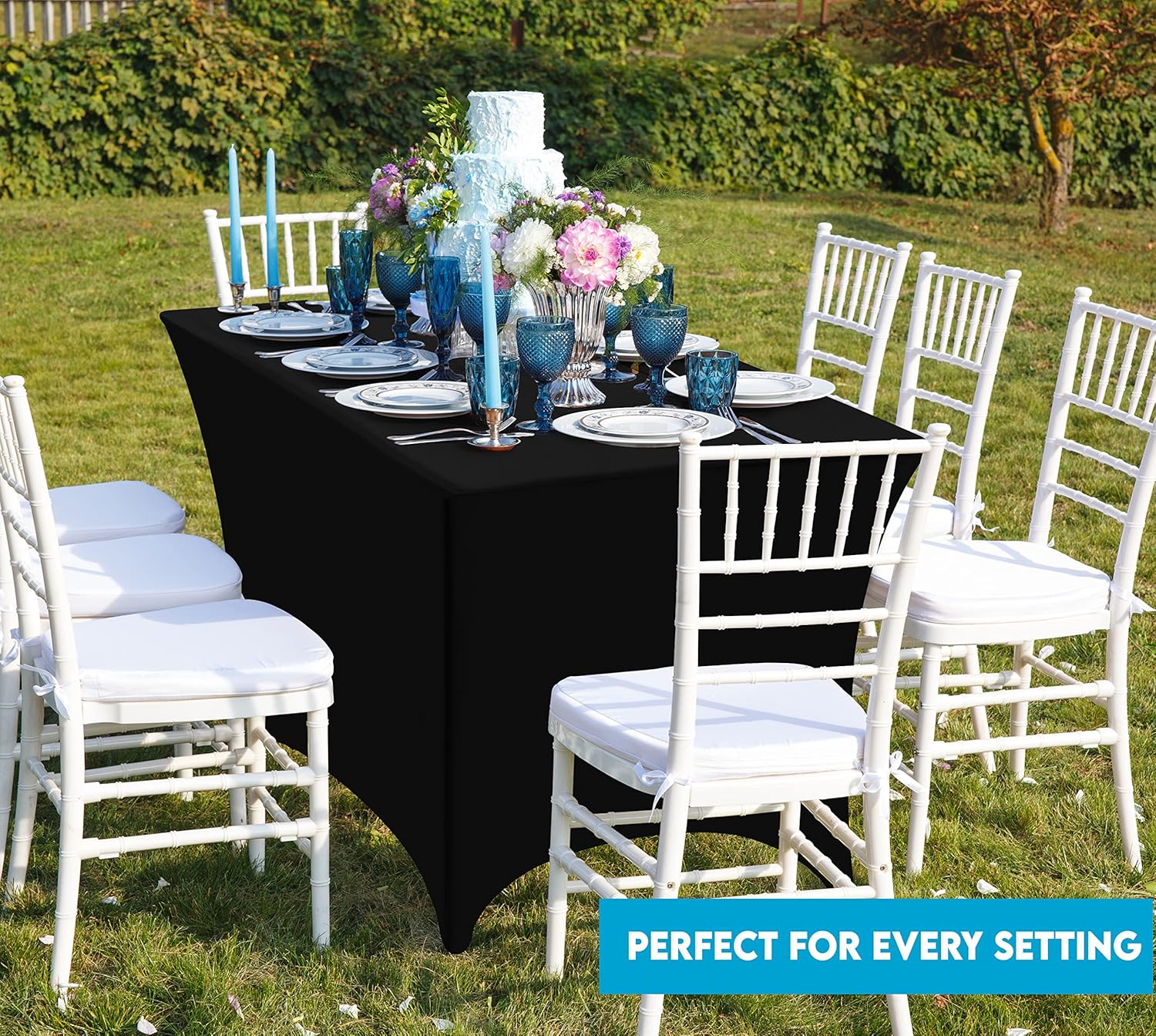 Utopia Kitchen - nappe extensible - 244 cm - polyester spandex, lavable, infroissable, lot de 2