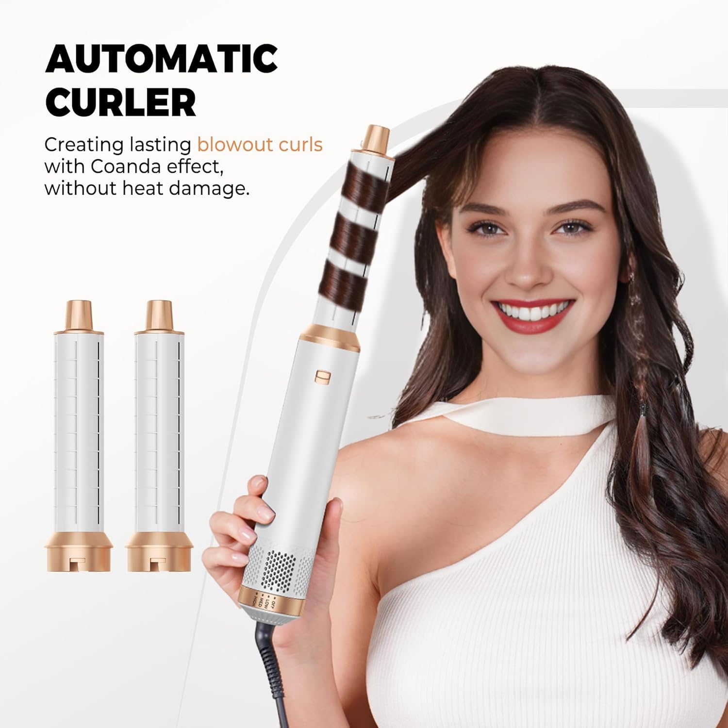 OKWRAP - Airbrush 5 en 1, multifonction, boucle, lisse, sèche, OKWRAP