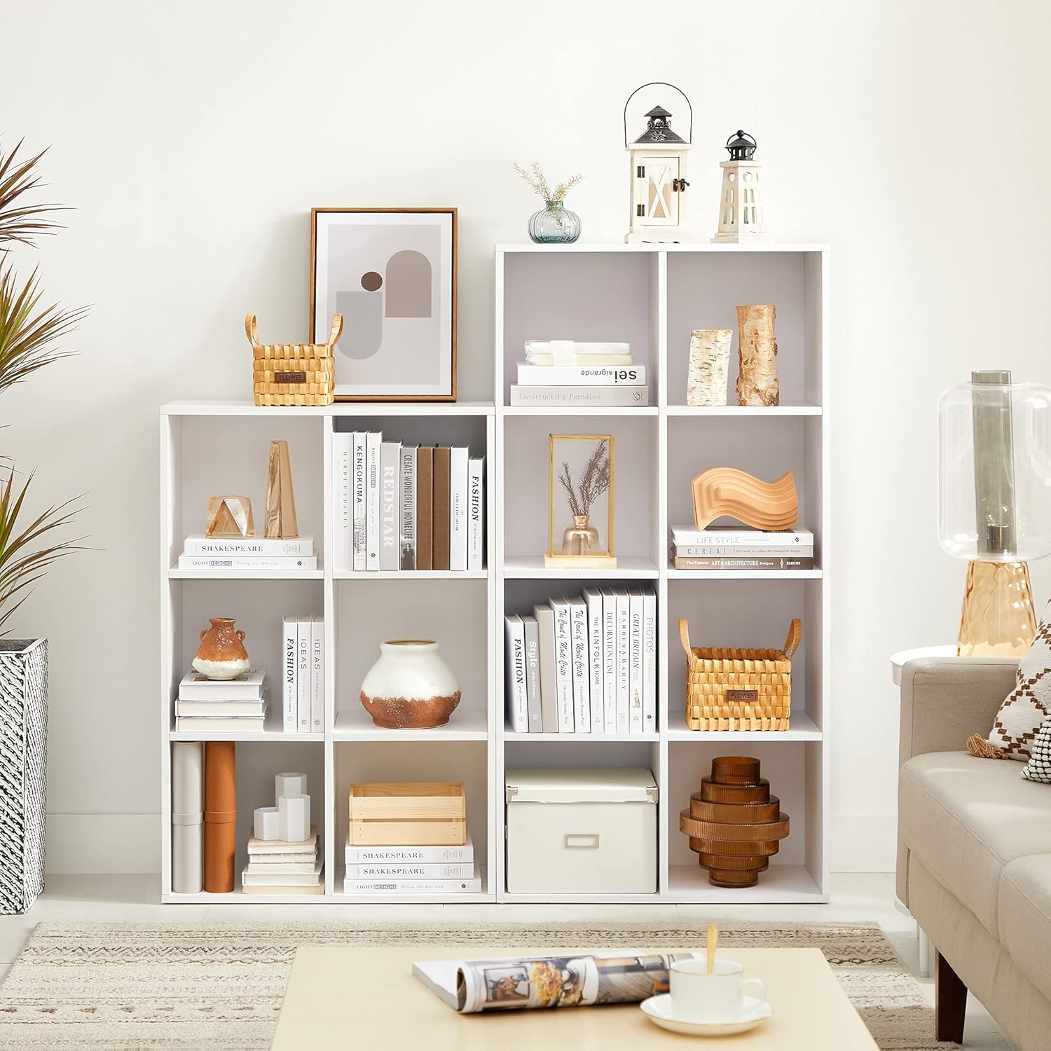 VASAGLE - bibliothèque cubique - 6 cases, blanc nuage, rangement pratique LBC203D