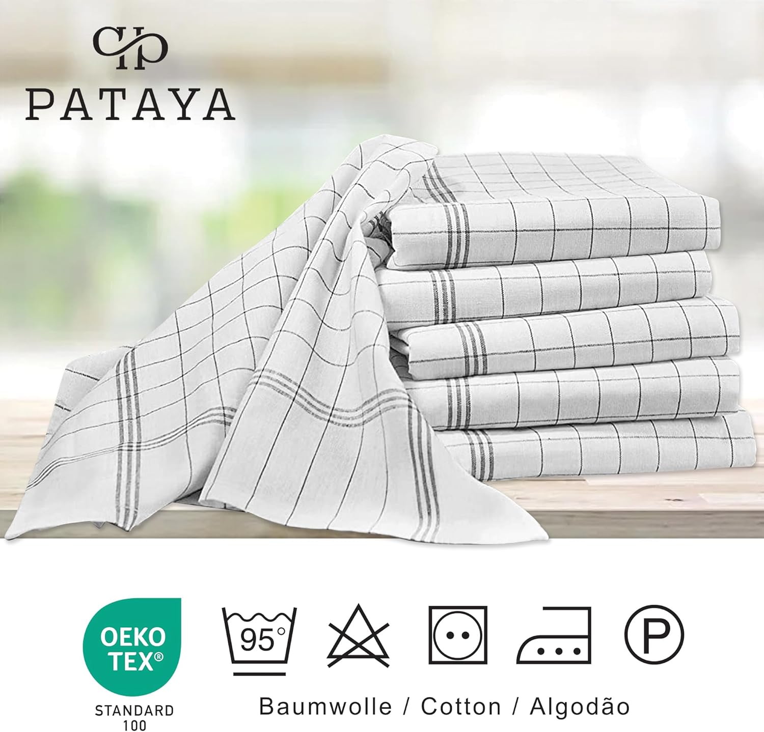 Pataya - torchons cuisine série lot de 10 - 50x70 cm - coton, Oeko-TEX, super absorbant