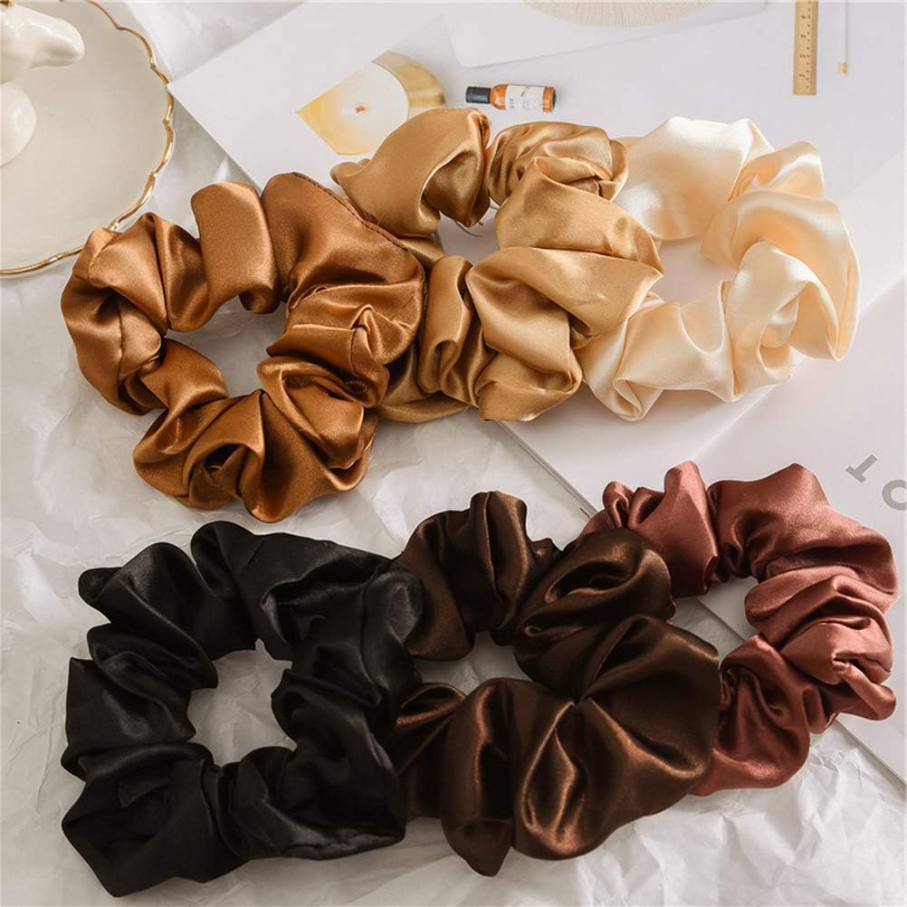 Nuoshen - chouchous satin colorés - lot de 6 - élastiques doux et résistants