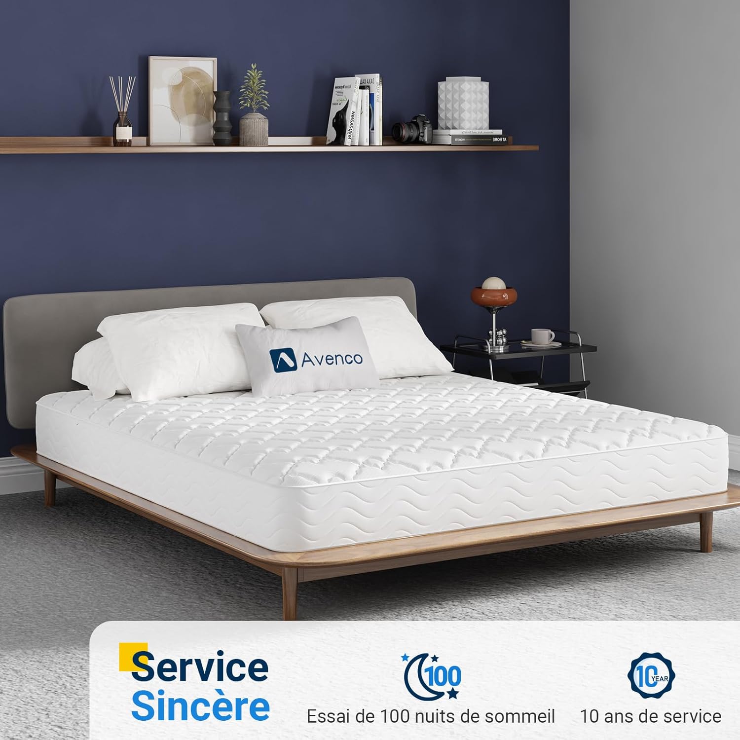 Avenco - matelas à ressorts ensachés - 160x200 - mousse confort, isolation mouvements, CertiPUR-US/Oeko-TEX