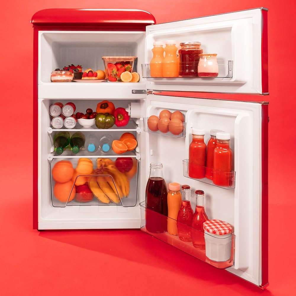 Cecotec - Bolero CoolMarket 2D Origin - 86L - No Frost, LED, classe E, Red, contrôle de température