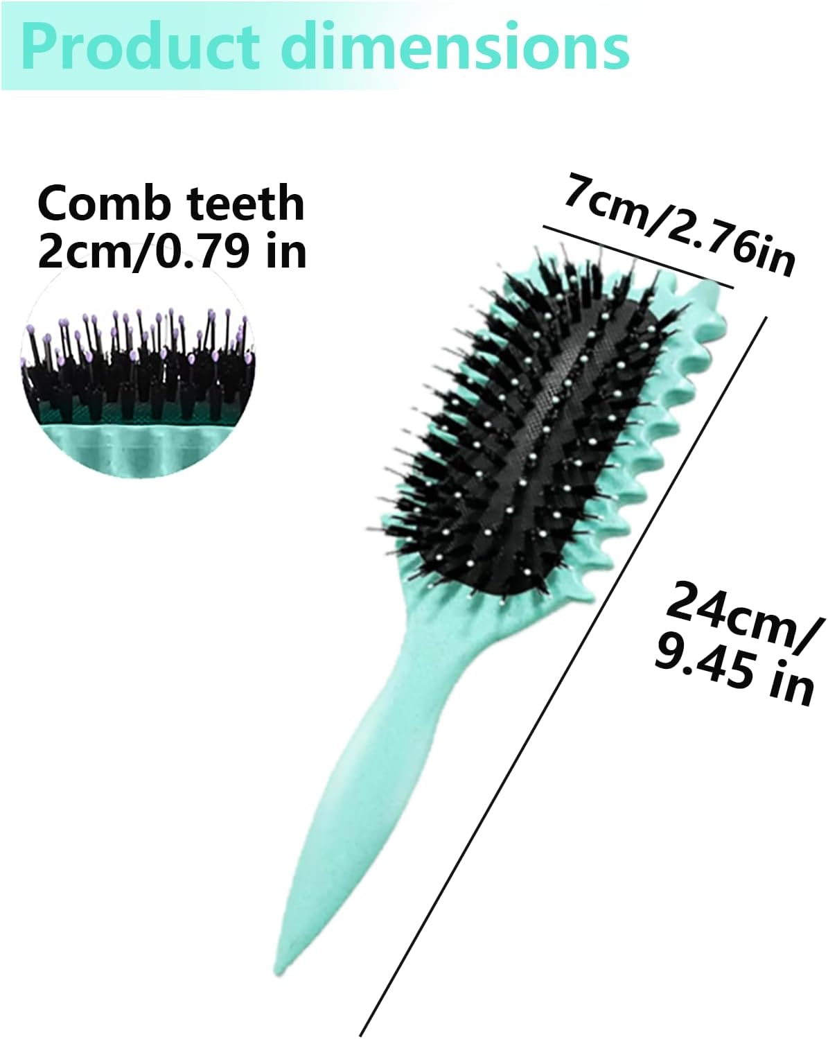 Brosse à boucler - 24cm - boucle, fixation, réduction frisottis, vert