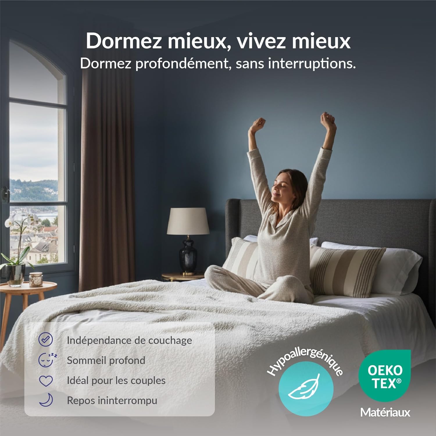 Matelas PerfectSleep - 140x190 cm - Mousse mémoire, 21 cm, 7 zones, réversible