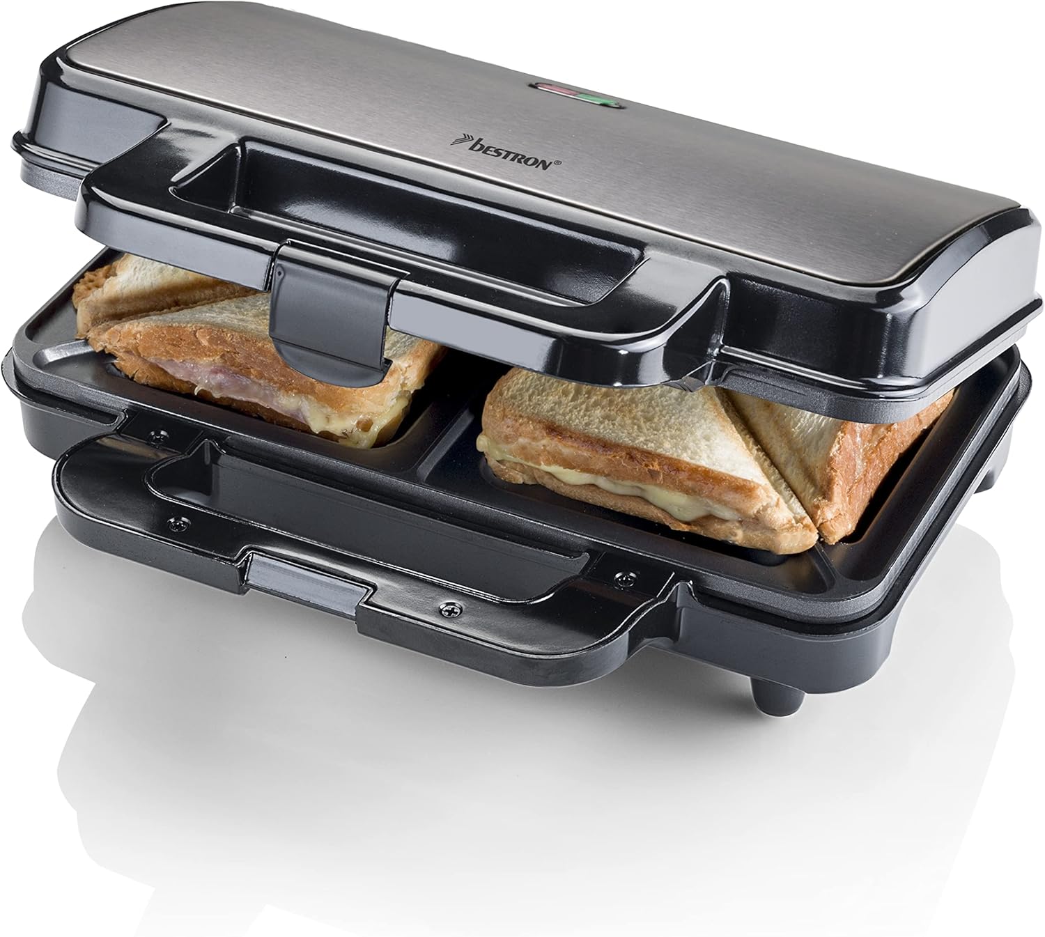 Bestron - appareil à croque monsieur - 24x23 cm - plaques antiadhésives, indicateur de chauffe, réglage automatique