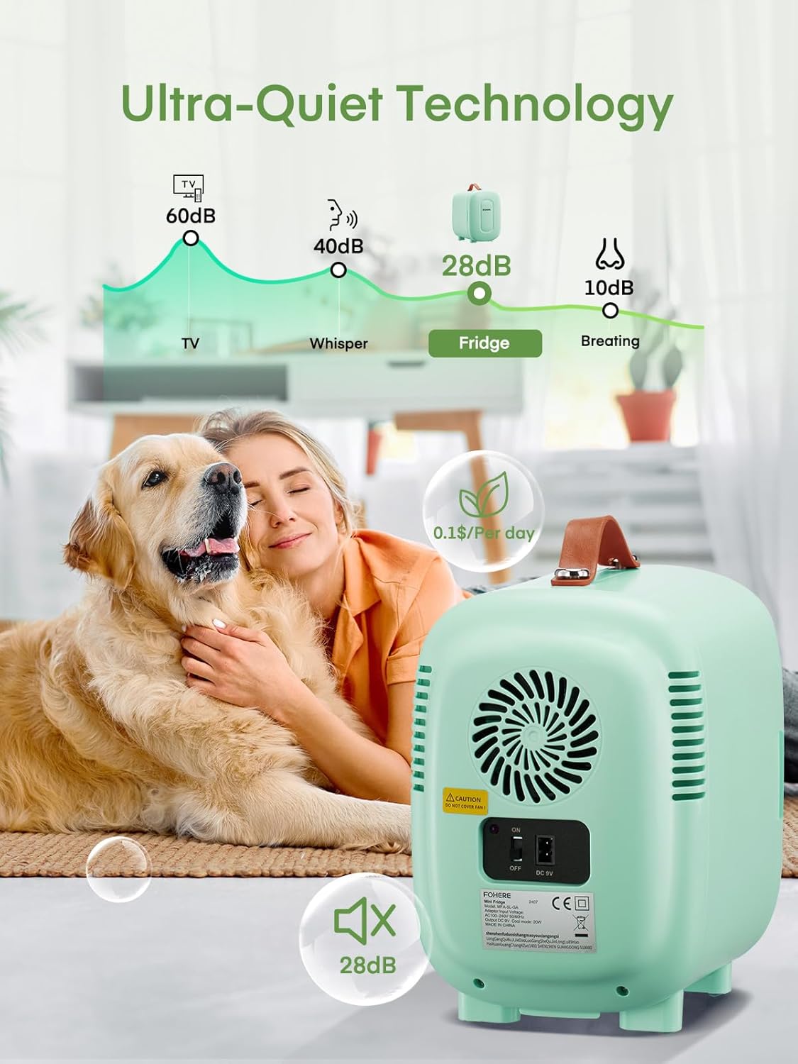 FOHERE - Mini frigo 5L - compact, silencieux, réversible
