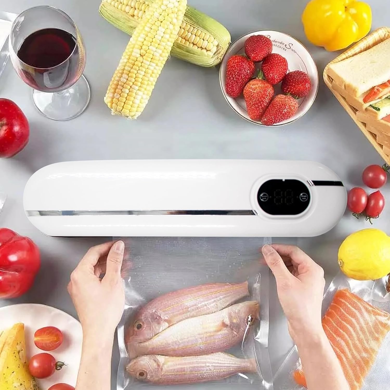 Machine sous vide alimentaire 5 en 1, 100 sacs inclus, mode sec/humide