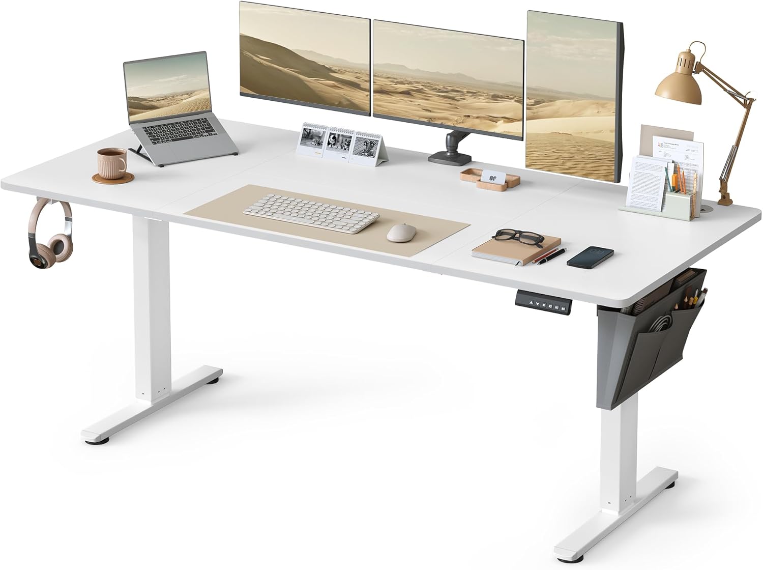 SONGMICS - bureau assis-debout, 180x80 cm, réglable, mémoire 4 hauteurs, LSD138W01