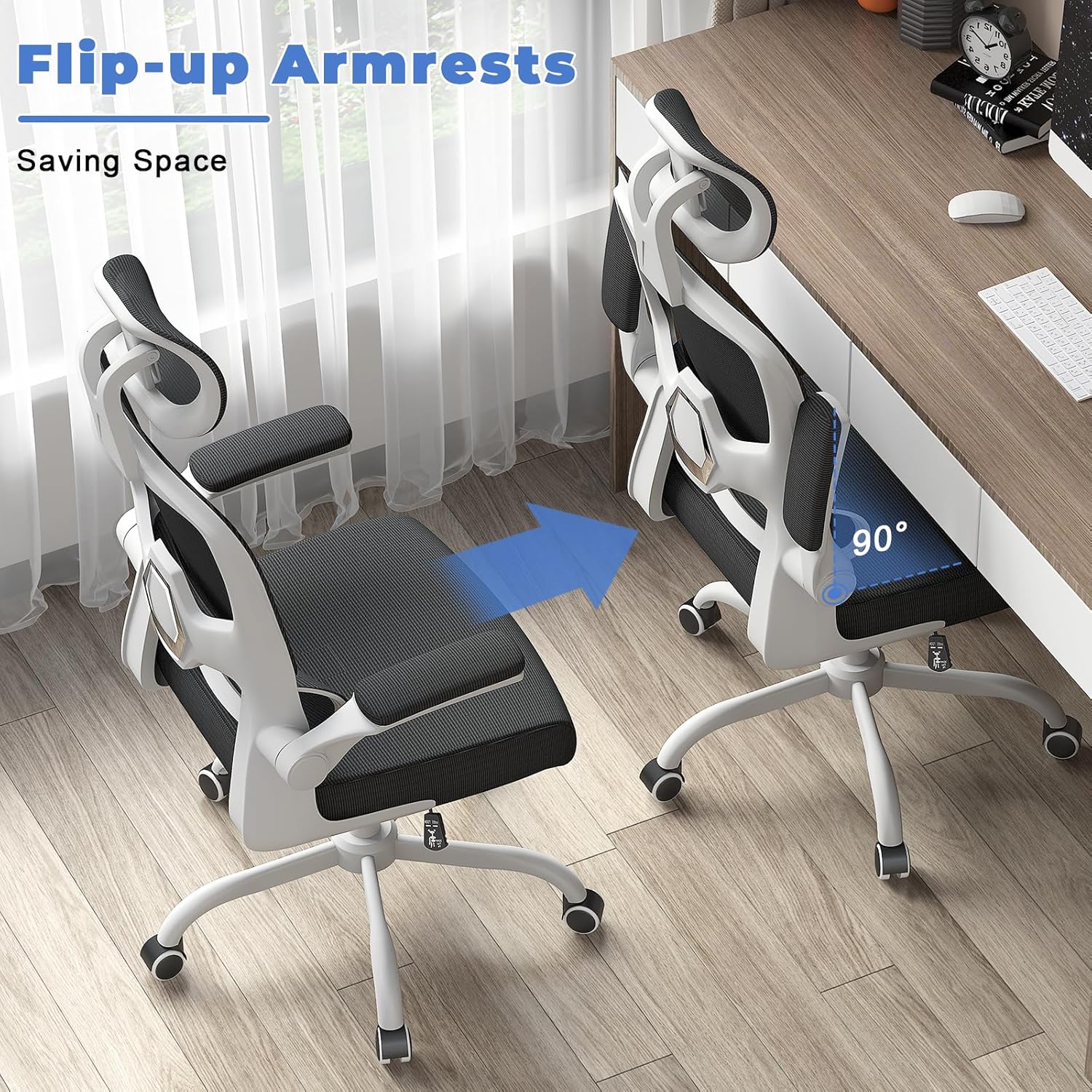 Chaise de bureau ergonomique - dossier/appui-tête réglables - support lombaire - accoudoirs réversibles - maille respira