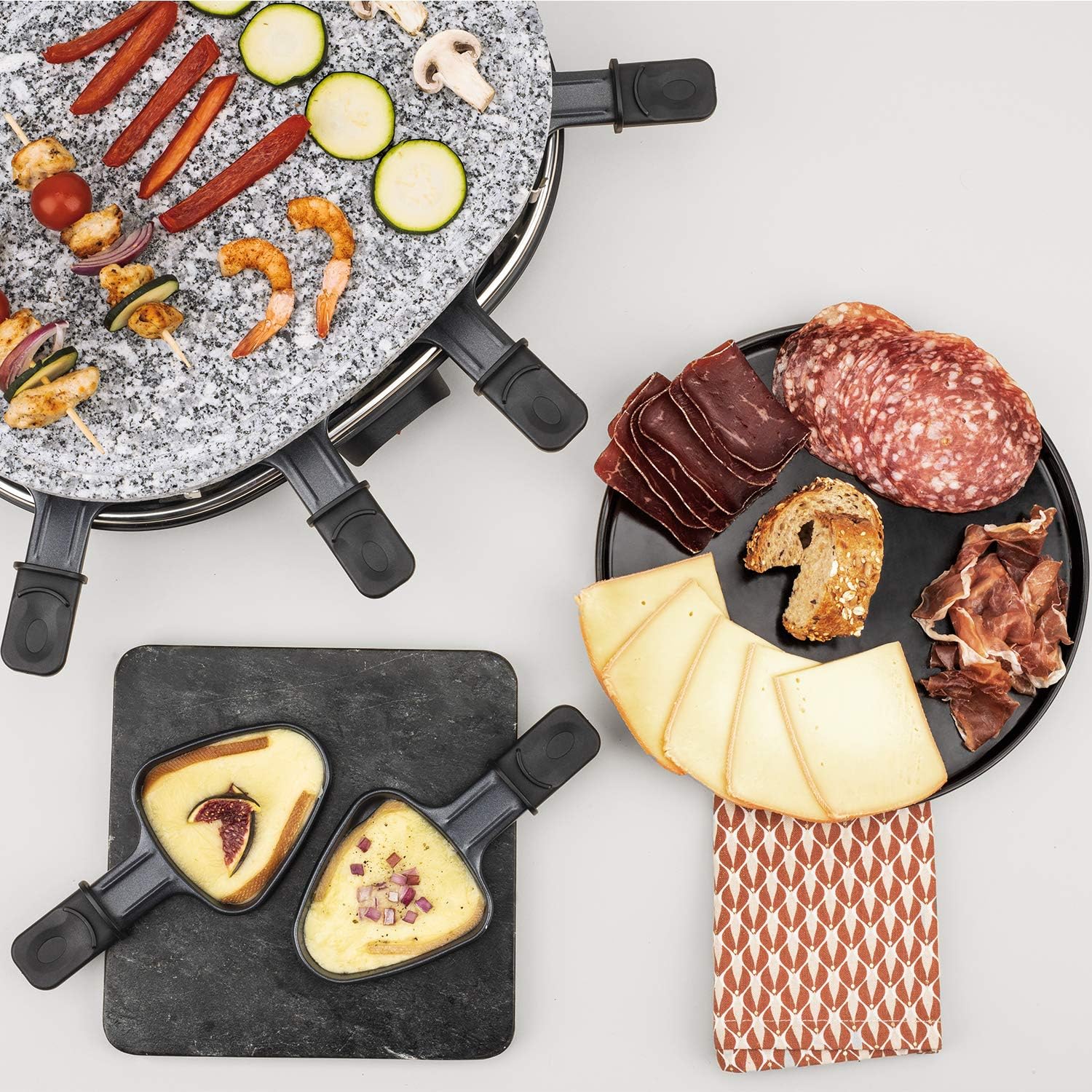 H.Koenig - RP85 - appareil à raclette 8 pers, pierre/gril/fondue, plaque amovible