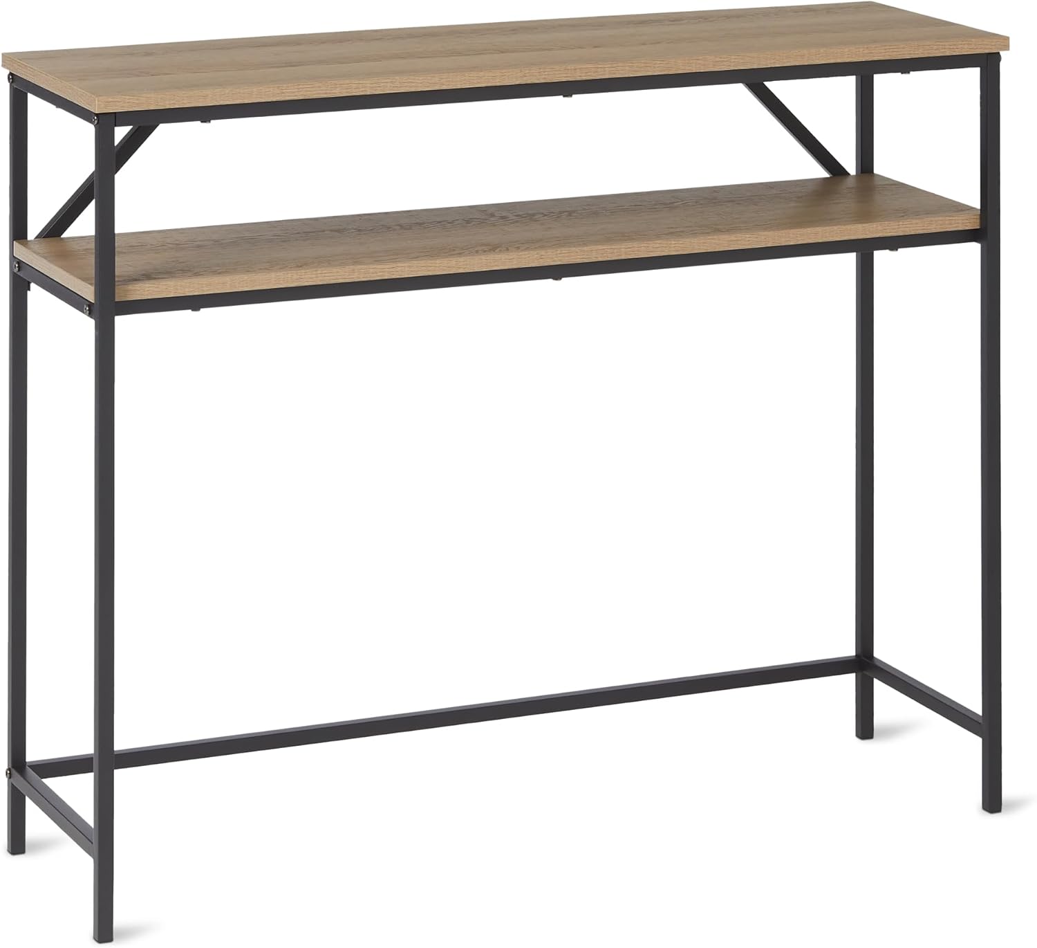 melyano Basics - Console rectangulaire avec étagère, chêne, acier, 30x100x80cm